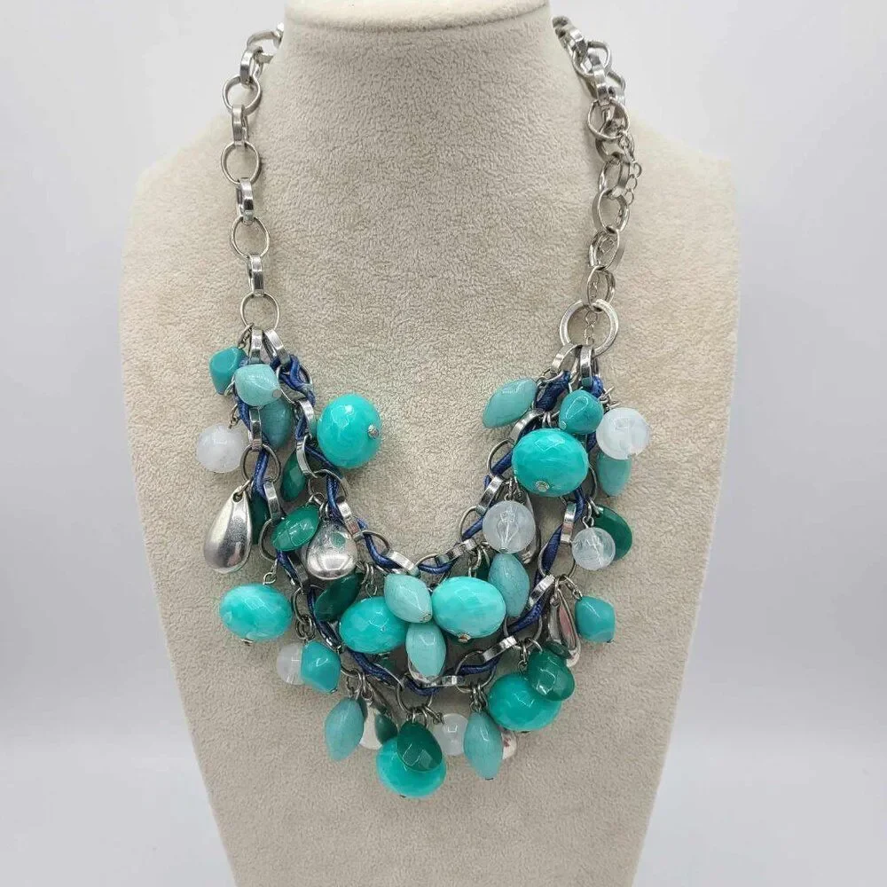 Lane Bryant Chunky Beaded Silver Tone Necklace